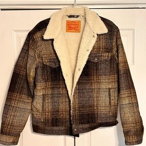 Levi's Brown Plaid Jacket with Sherpa Lining